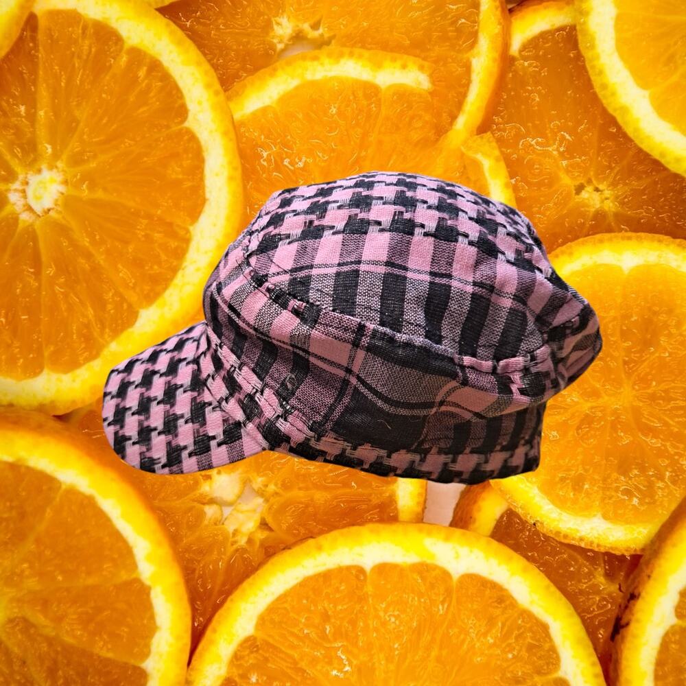 Pink And Black Checked Hook And Loop Adjustable H… - image 2